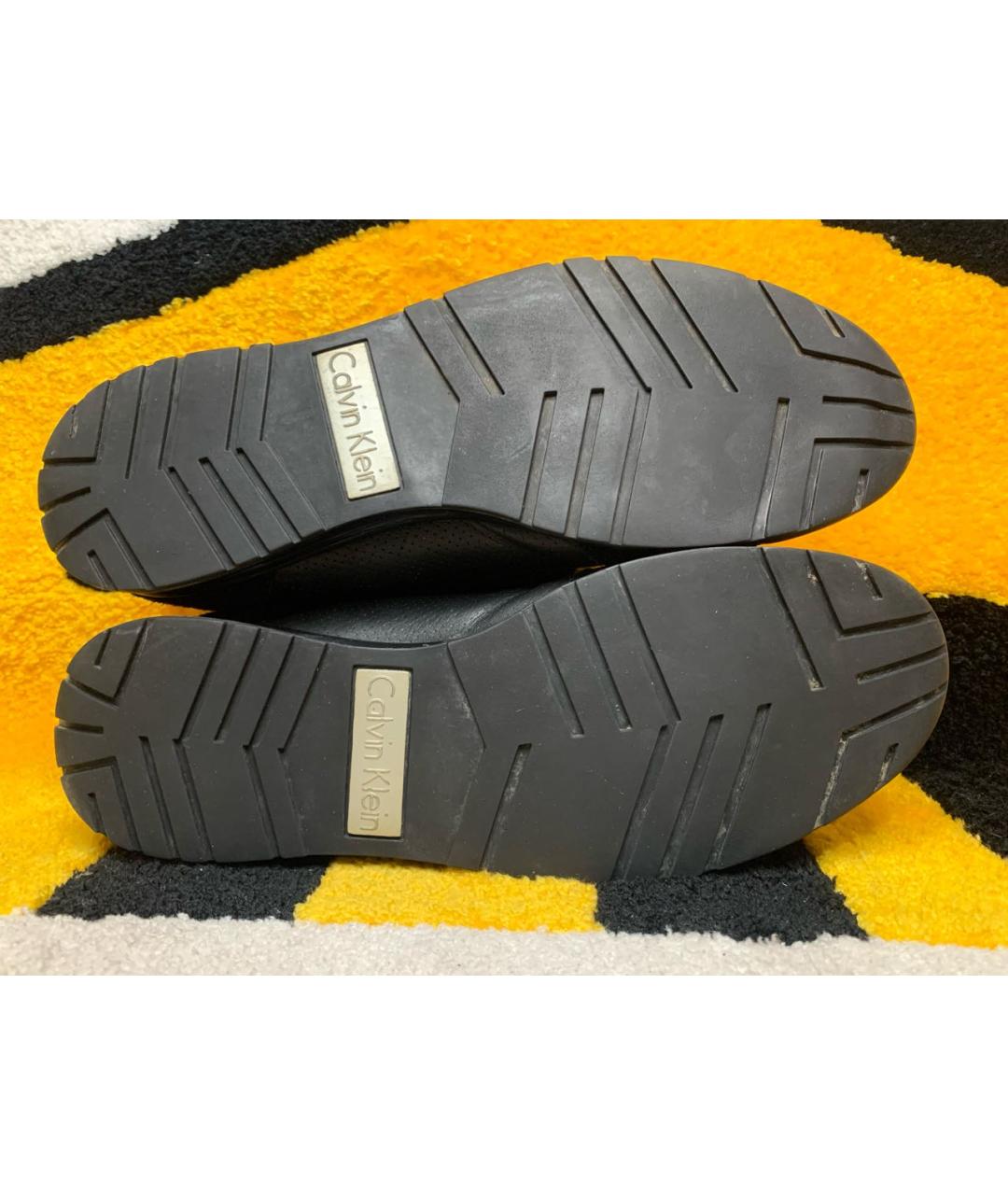 CALVIN KLEIN Черные кожаные низкие кроссовки / кеды, фото 8