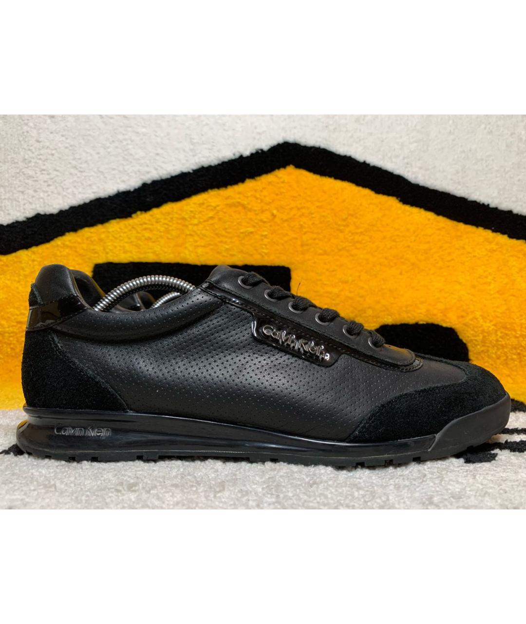 CALVIN KLEIN Черные кожаные низкие кроссовки / кеды, фото 9