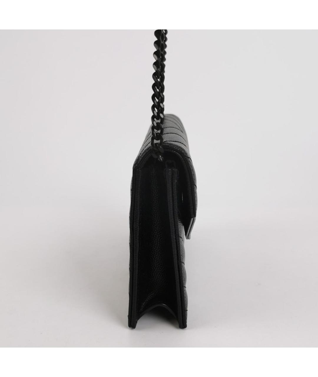 SAINT LAURENT Черная кожаная сумка через плечо, фото 3