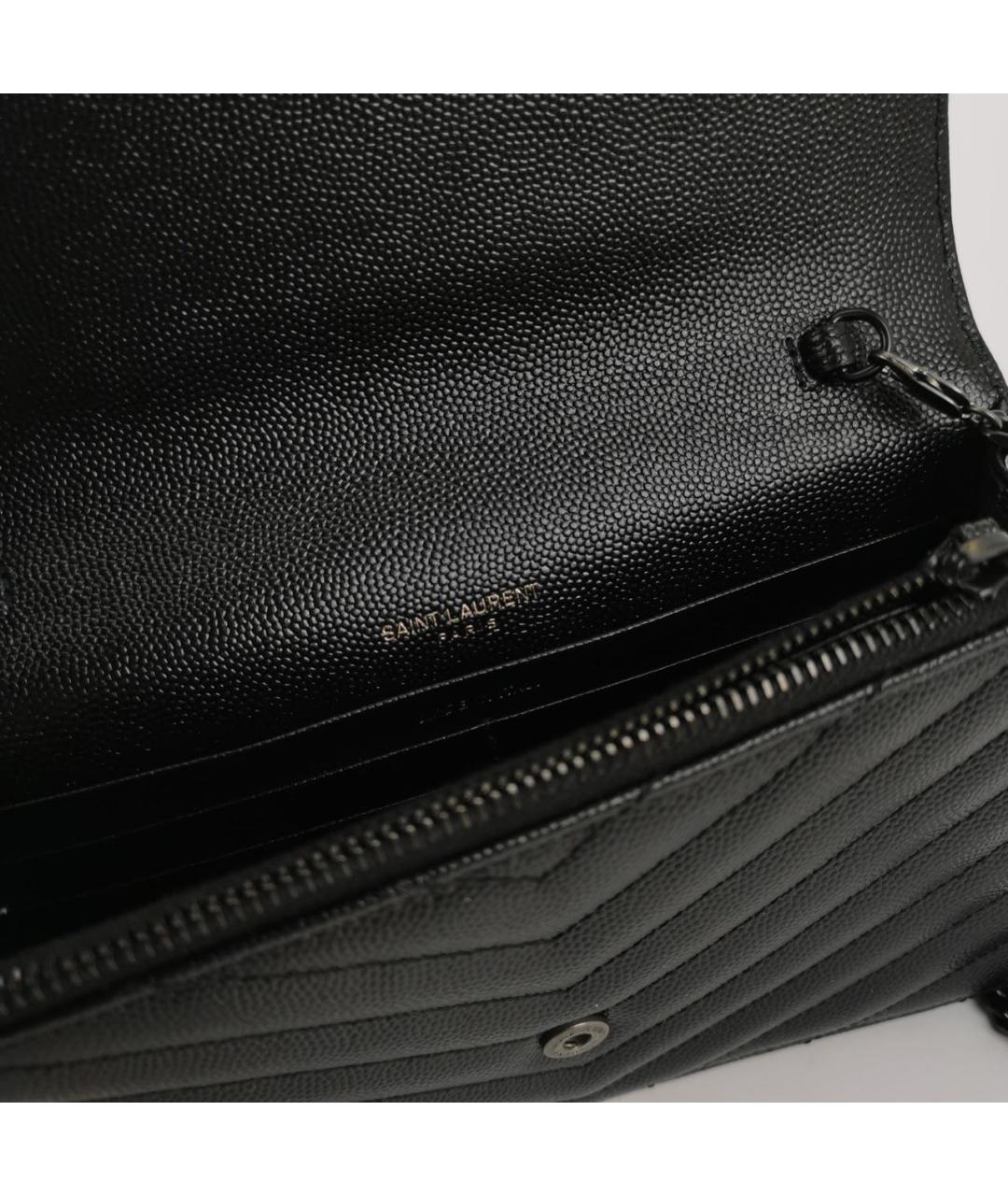SAINT LAURENT Черная кожаная сумка через плечо, фото 7