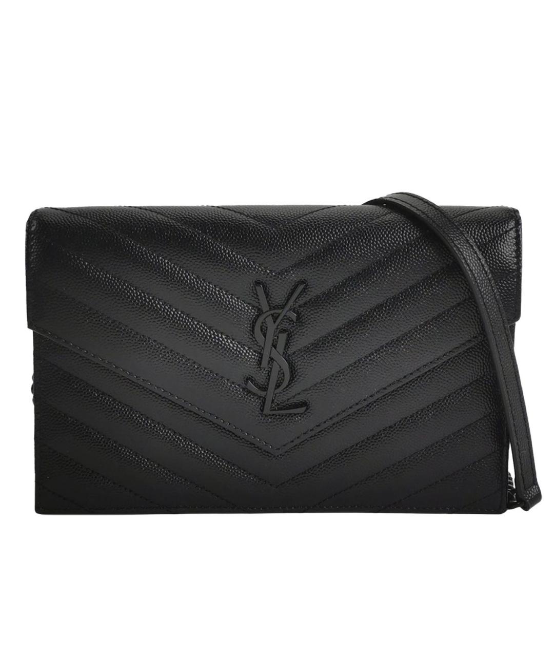 SAINT LAURENT Черная кожаная сумка через плечо, фото 9