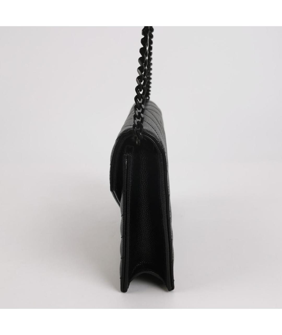 SAINT LAURENT Черная кожаная сумка через плечо, фото 2