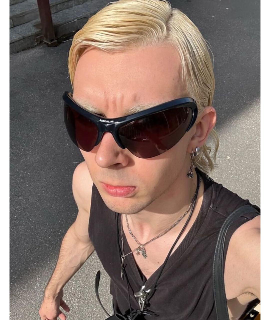 BALENCIAGA Черные пластиковые солнцезащитные очки, фото 5