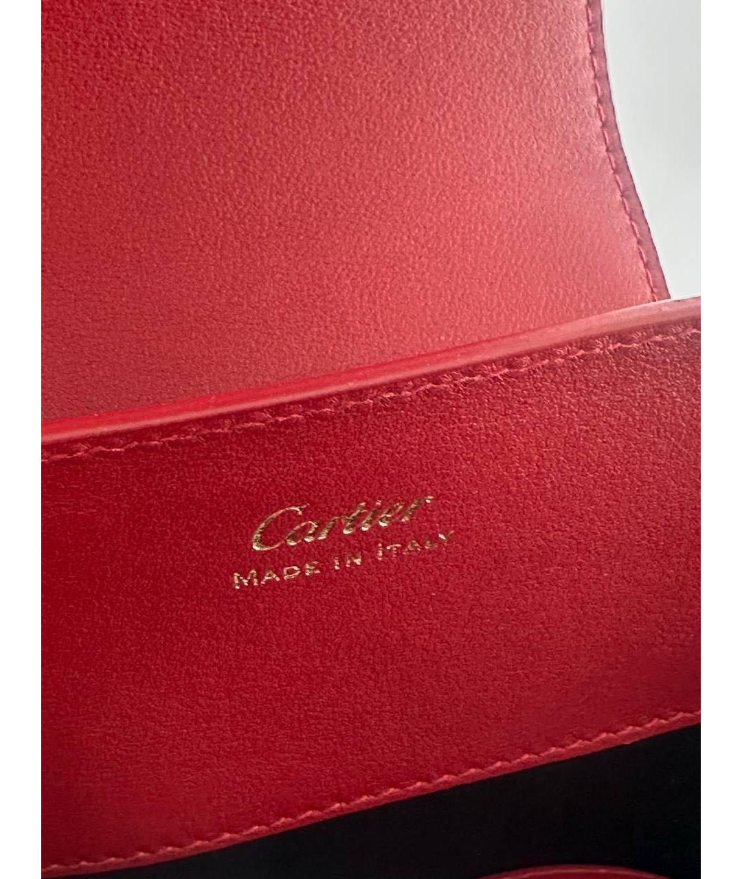 CARTIER Бордовая кожаная сумка с короткими ручками, фото 6