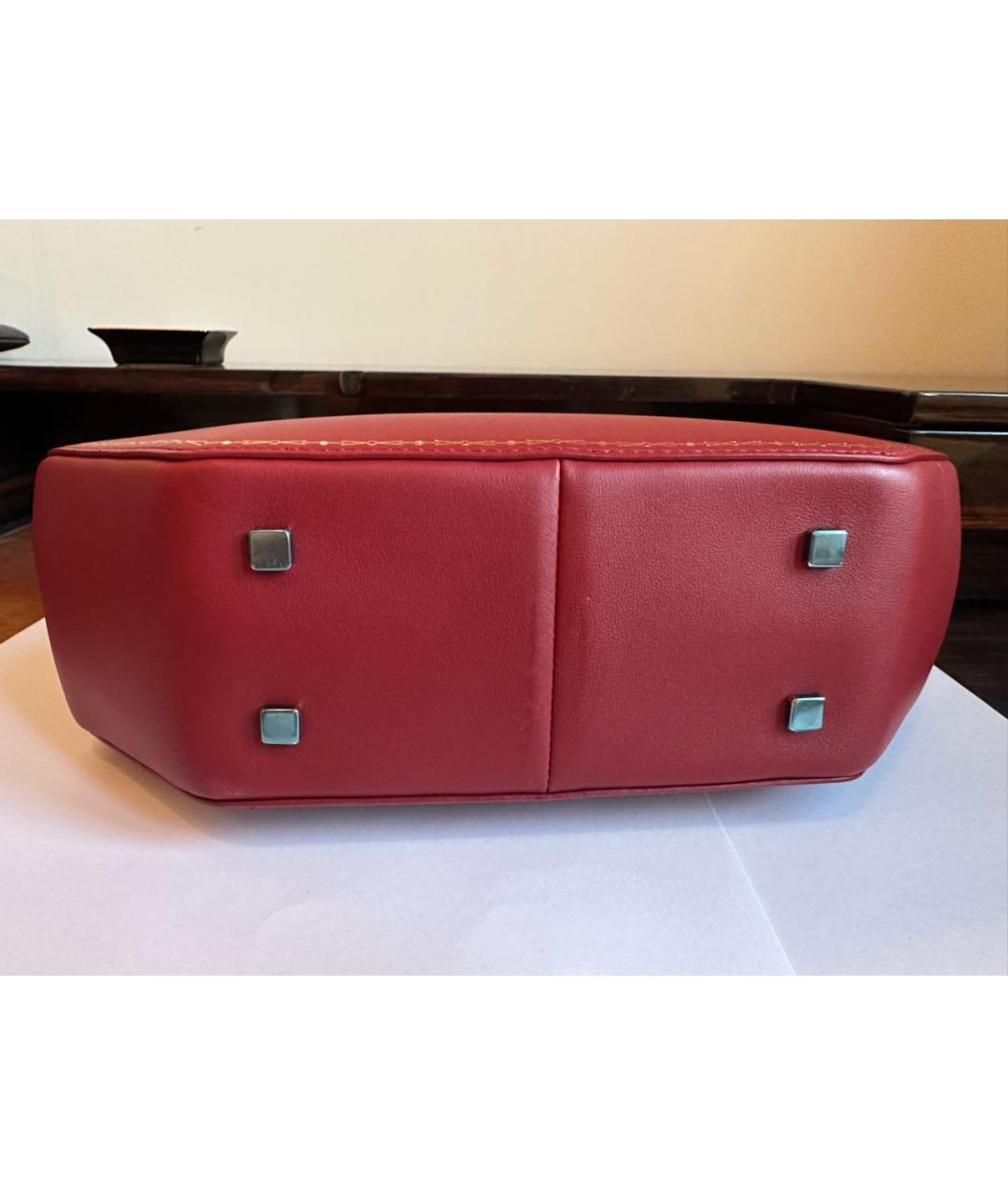 CARTIER Бордовая кожаная сумка с короткими ручками, фото 3