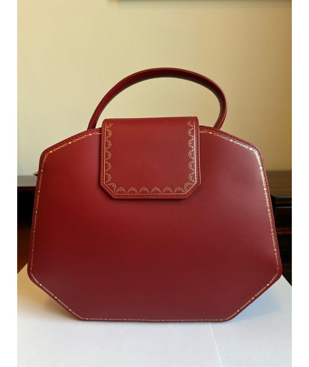 CARTIER Бордовая кожаная сумка с короткими ручками, фото 4