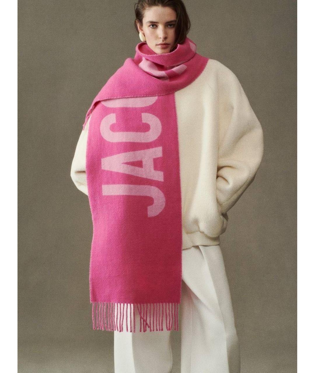 JACQUEMUS Розовый шерстяной шарф, фото 3
