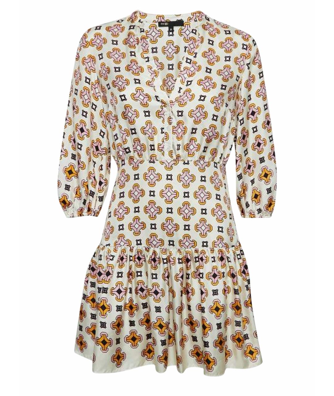 MAJE Бежевое шелковое повседневное платье, фото 1