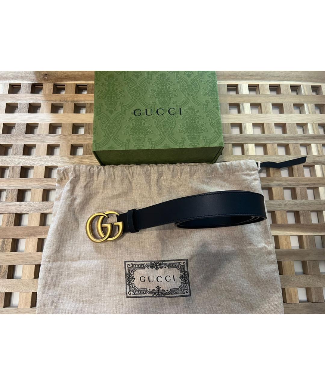GUCCI Черный кожаный ремень, фото 2