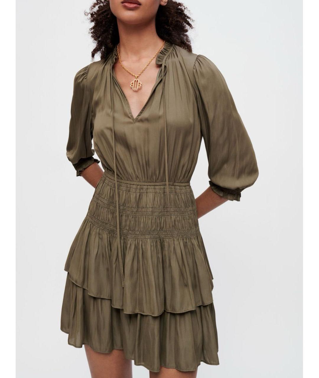 MAJE Хаки полиэстеровое повседневное платье, фото 2