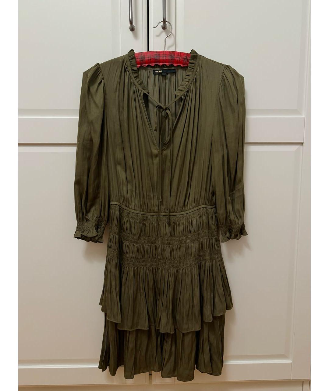 MAJE Хаки полиэстеровое повседневное платье, фото 7