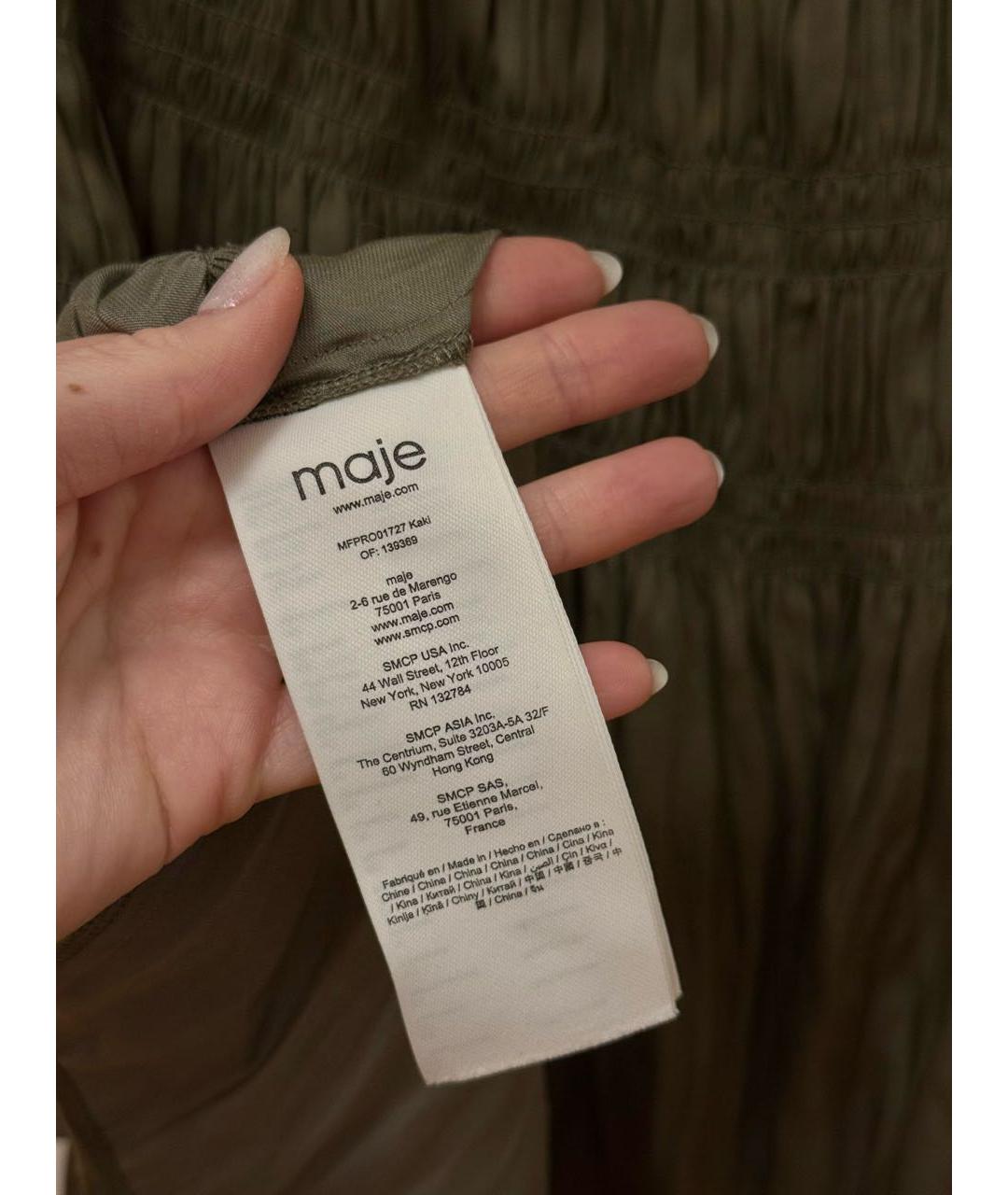MAJE Хаки полиэстеровое повседневное платье, фото 5