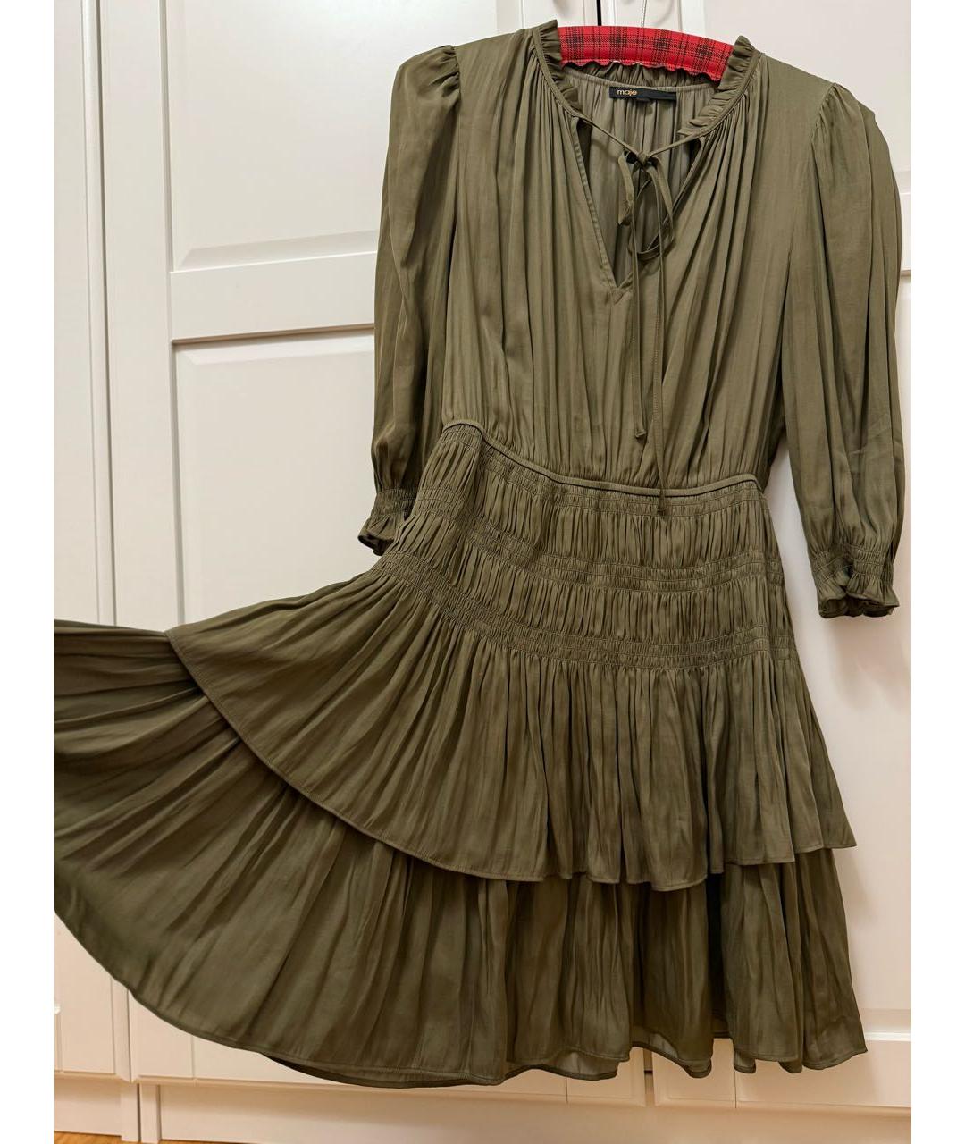 MAJE Хаки полиэстеровое повседневное платье, фото 4