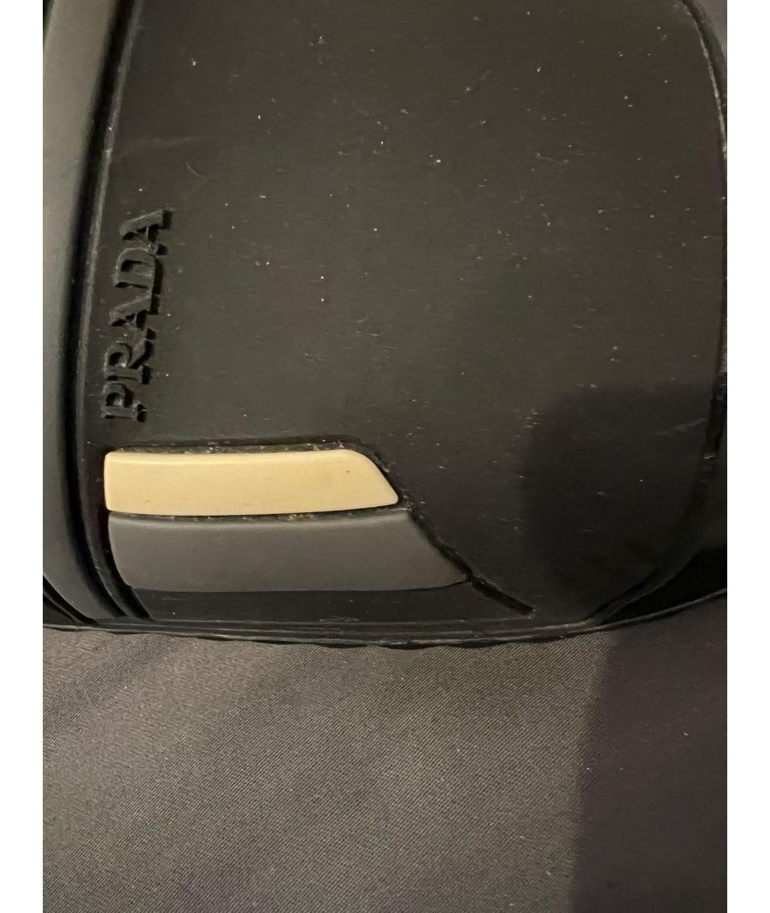 PRADA Черные резиновые шлепанцы, фото 5