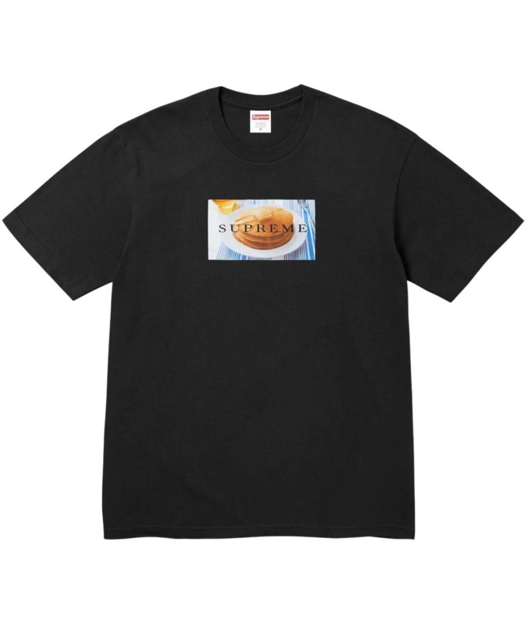 SUPREME Черная хлопковая футболка, фото 2