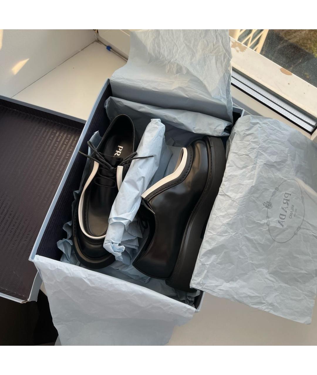 PRADA Черные кожаные ботинки, фото 7