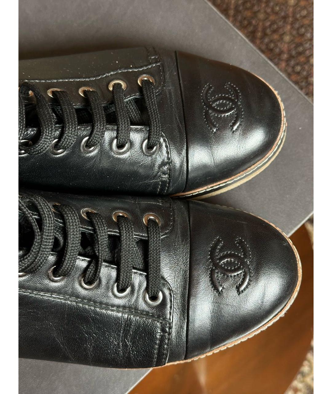 CHANEL Черные кожаные ботинки, фото 6