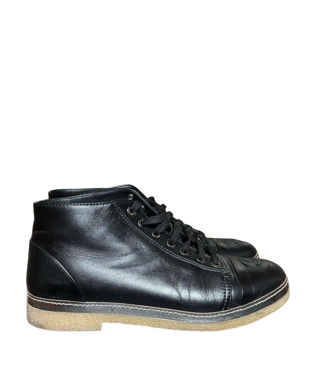 CHANEL Черные кожаные ботинки, фото 1