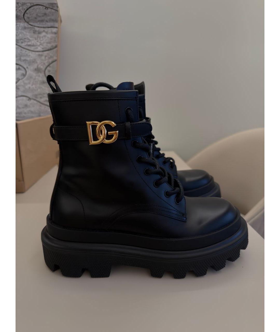 DOLCE&GABBANA Черные кожаные ботинки, фото 8