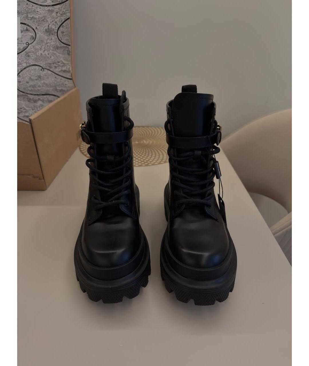 DOLCE&GABBANA Черные кожаные ботинки, фото 2