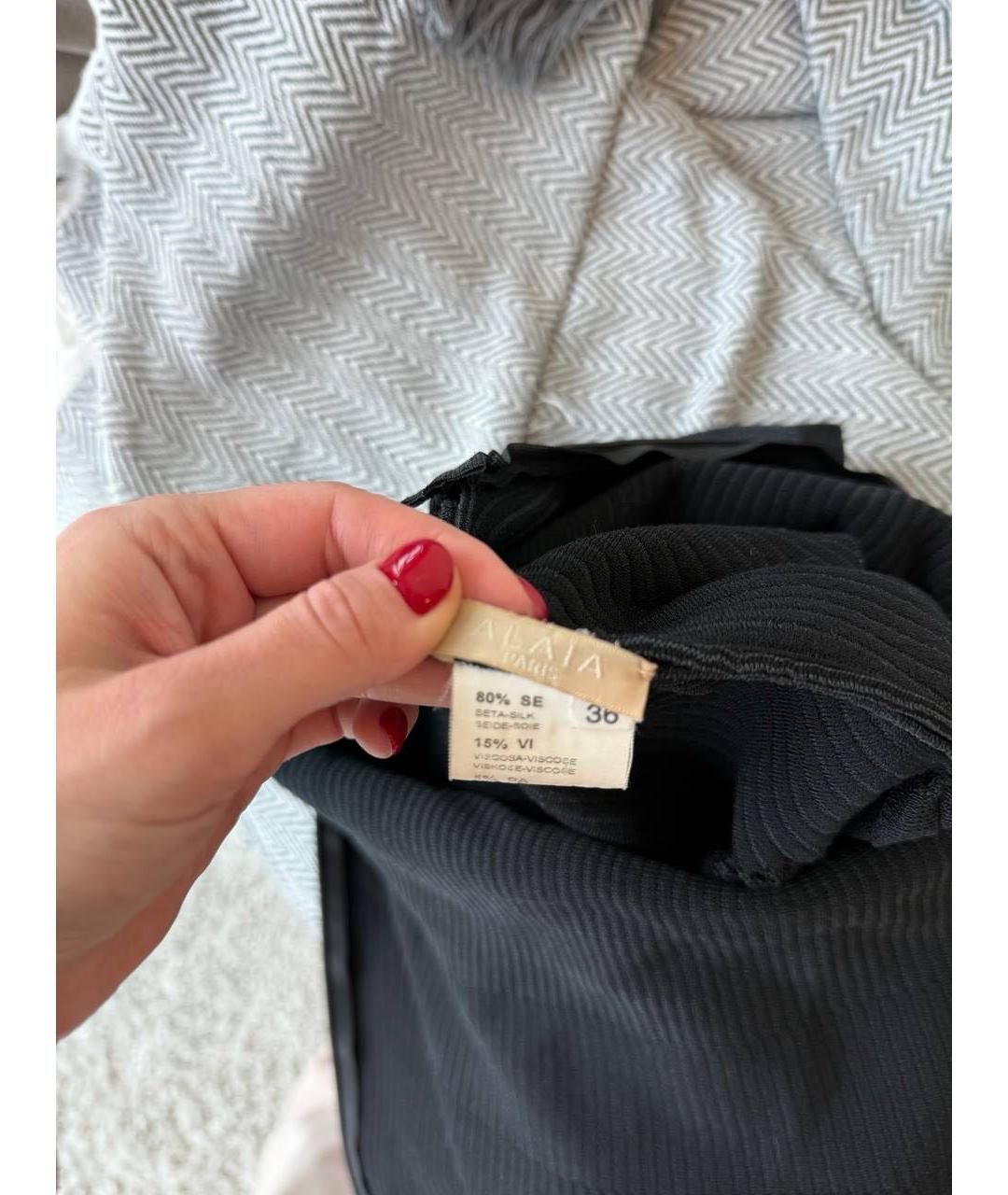 ALAIA Черное шелковое повседневное платье, фото 3