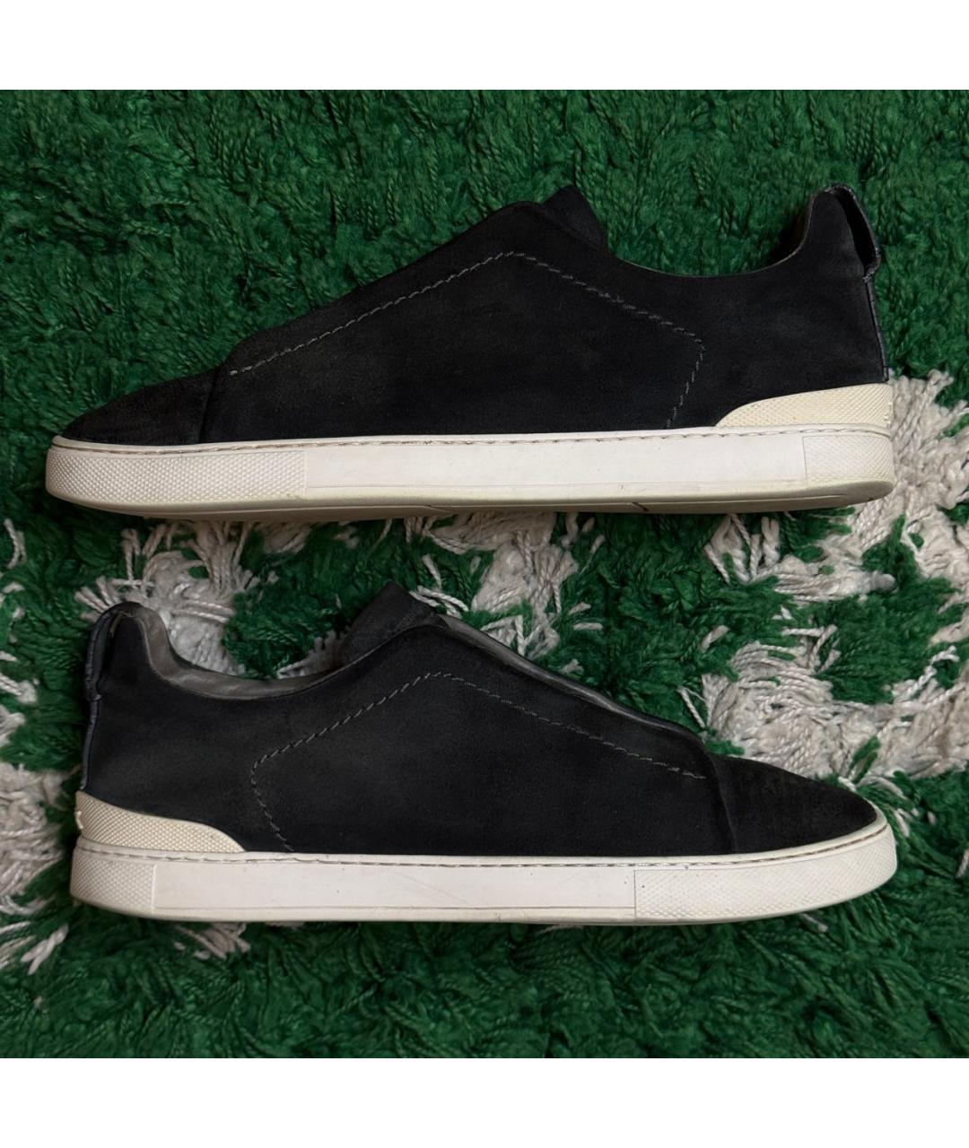 ERMENEGILDO ZEGNA XXX Черные замшевые низкие кроссовки / кеды, фото 5