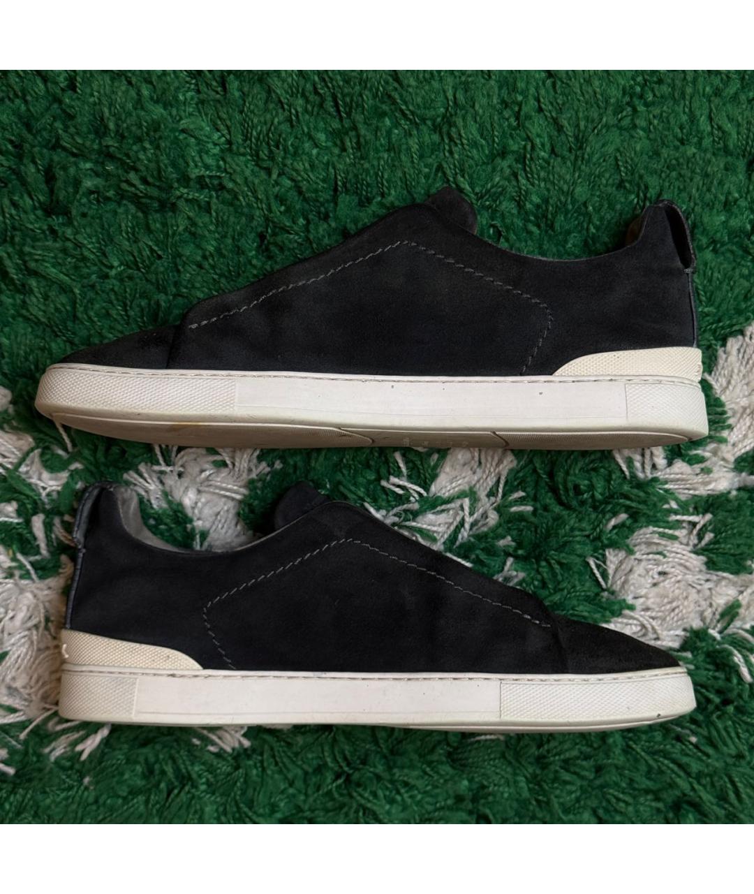 ERMENEGILDO ZEGNA XXX Черные замшевые низкие кроссовки / кеды, фото 7