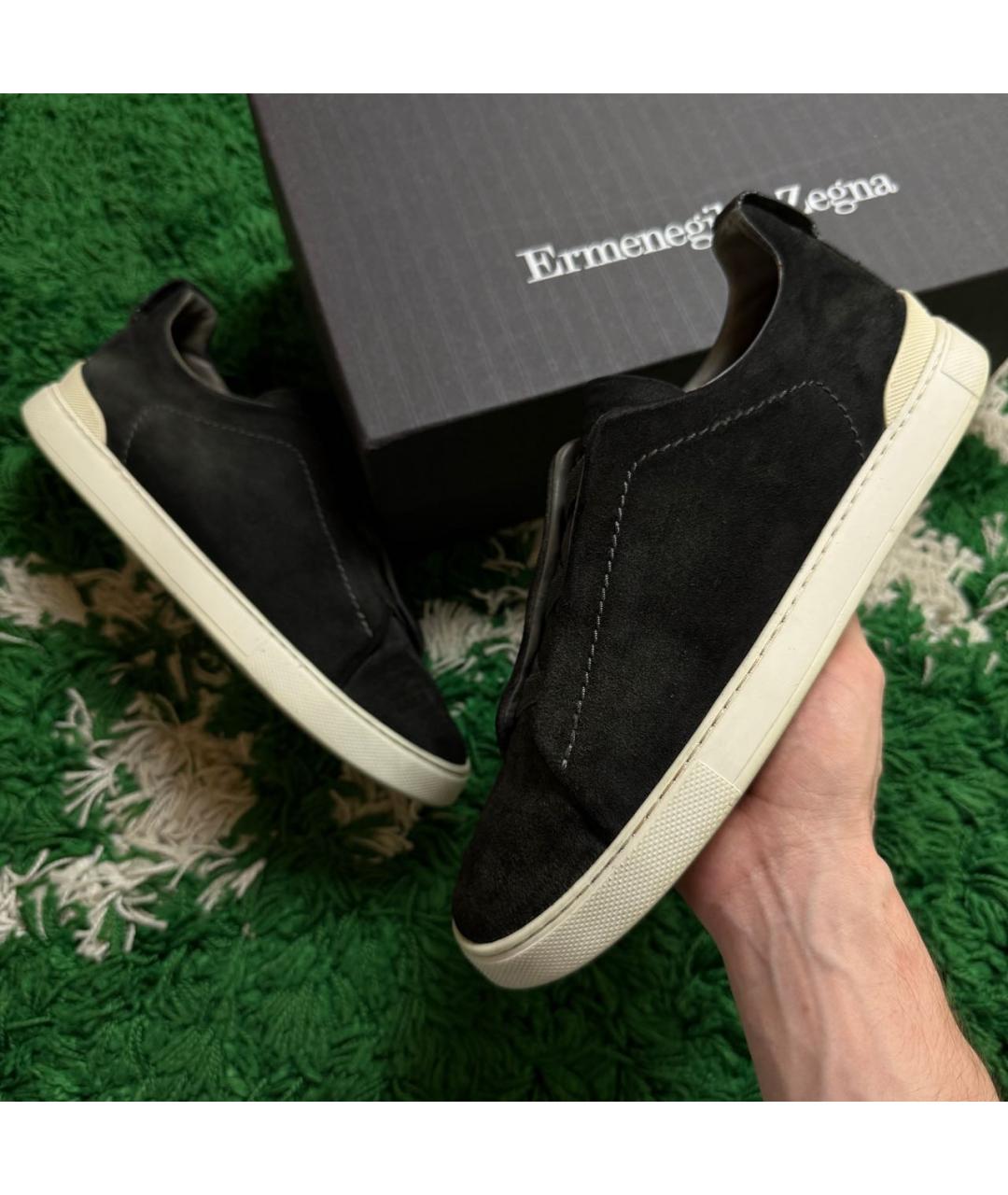ERMENEGILDO ZEGNA XXX Черные замшевые низкие кроссовки / кеды, фото 2