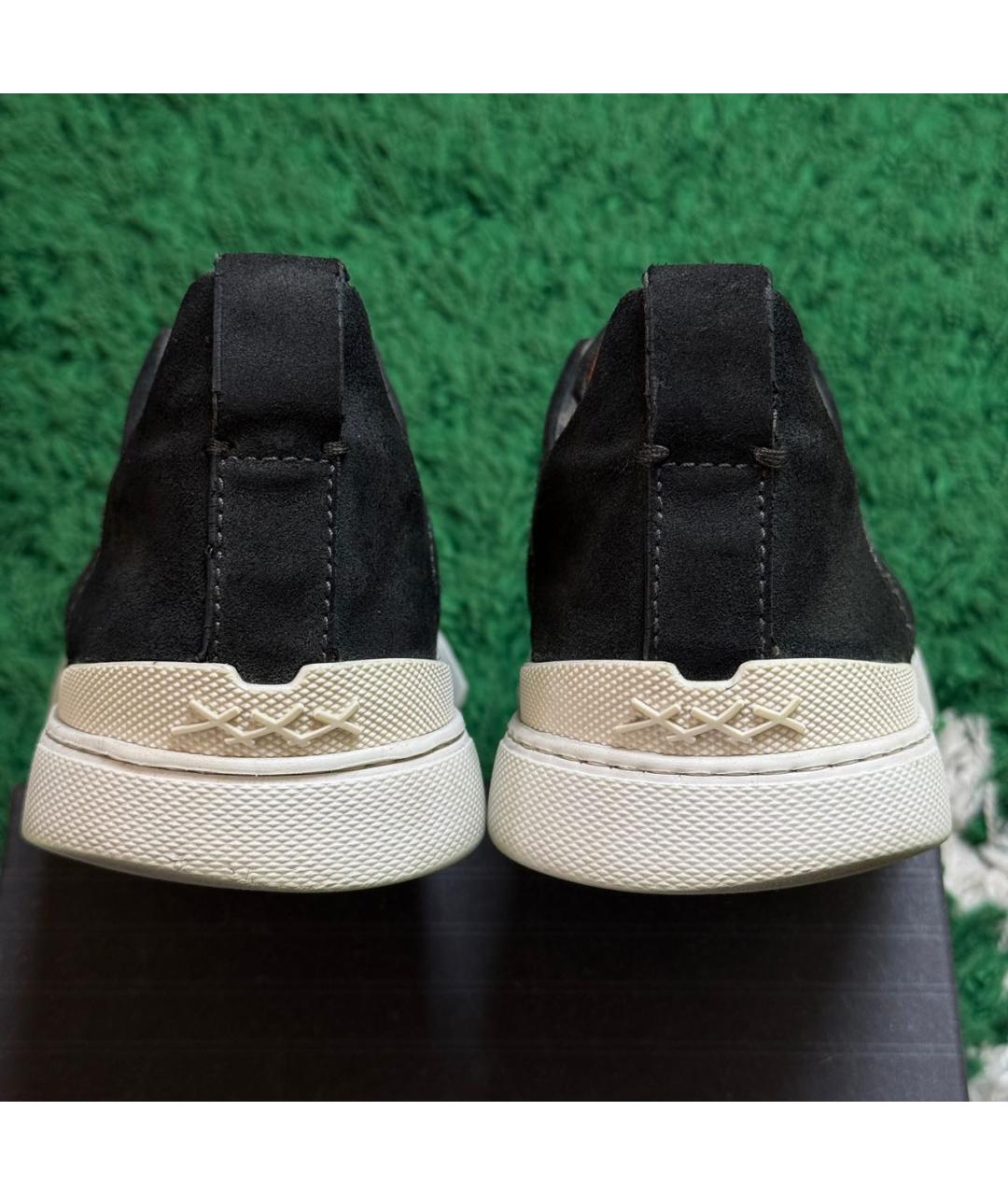 ERMENEGILDO ZEGNA XXX Черные замшевые низкие кроссовки / кеды, фото 6