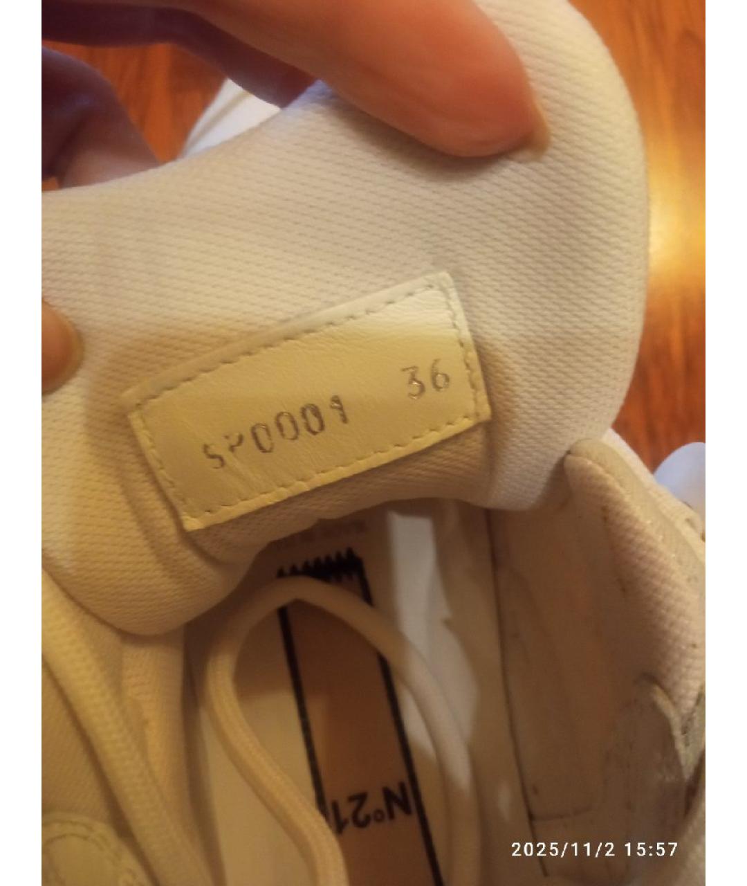 NO. 21 Белые текстильные кроссовки, фото 7