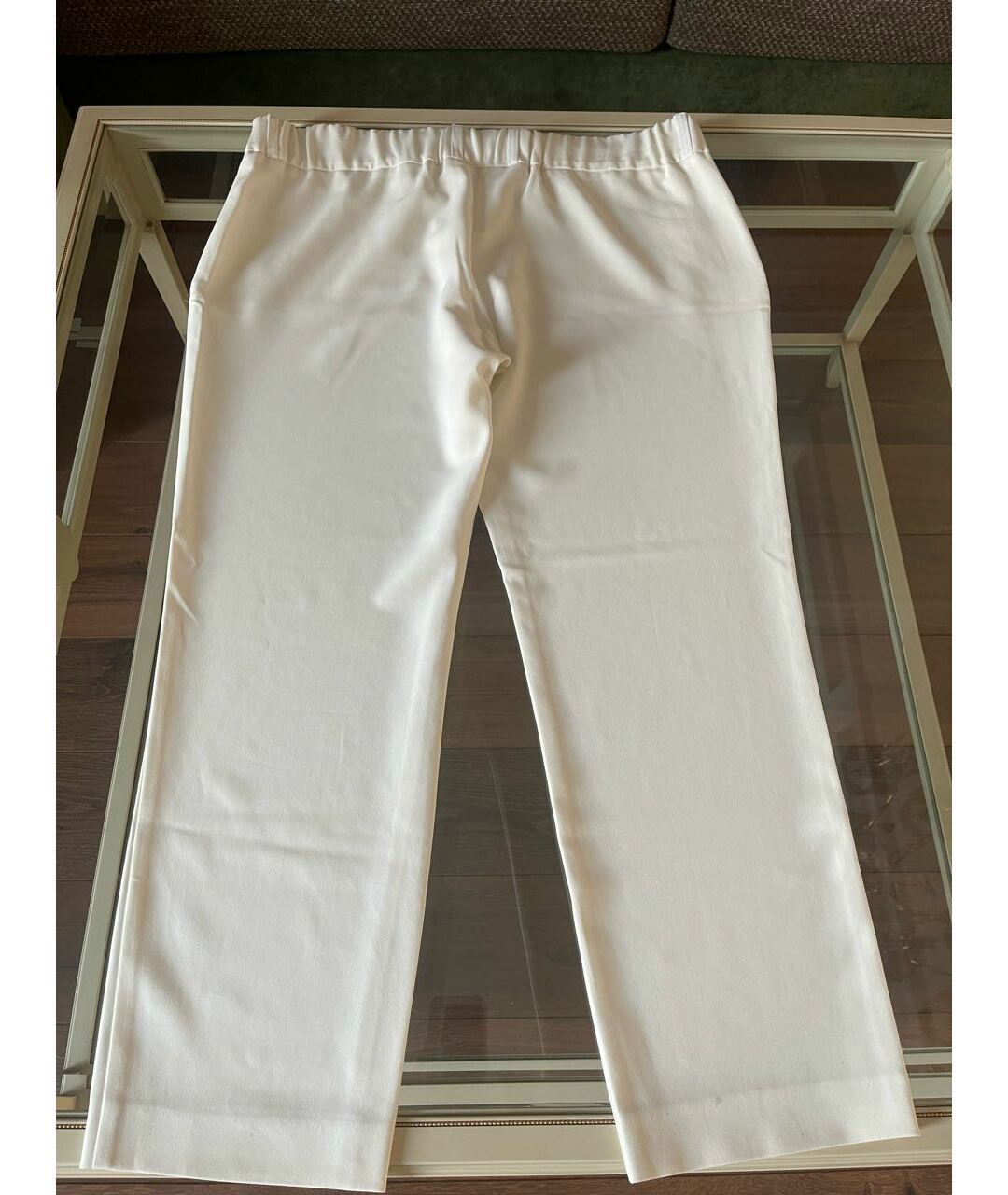 MARINA RINALDI Белые полиэстеровые прямые брюки, фото 2