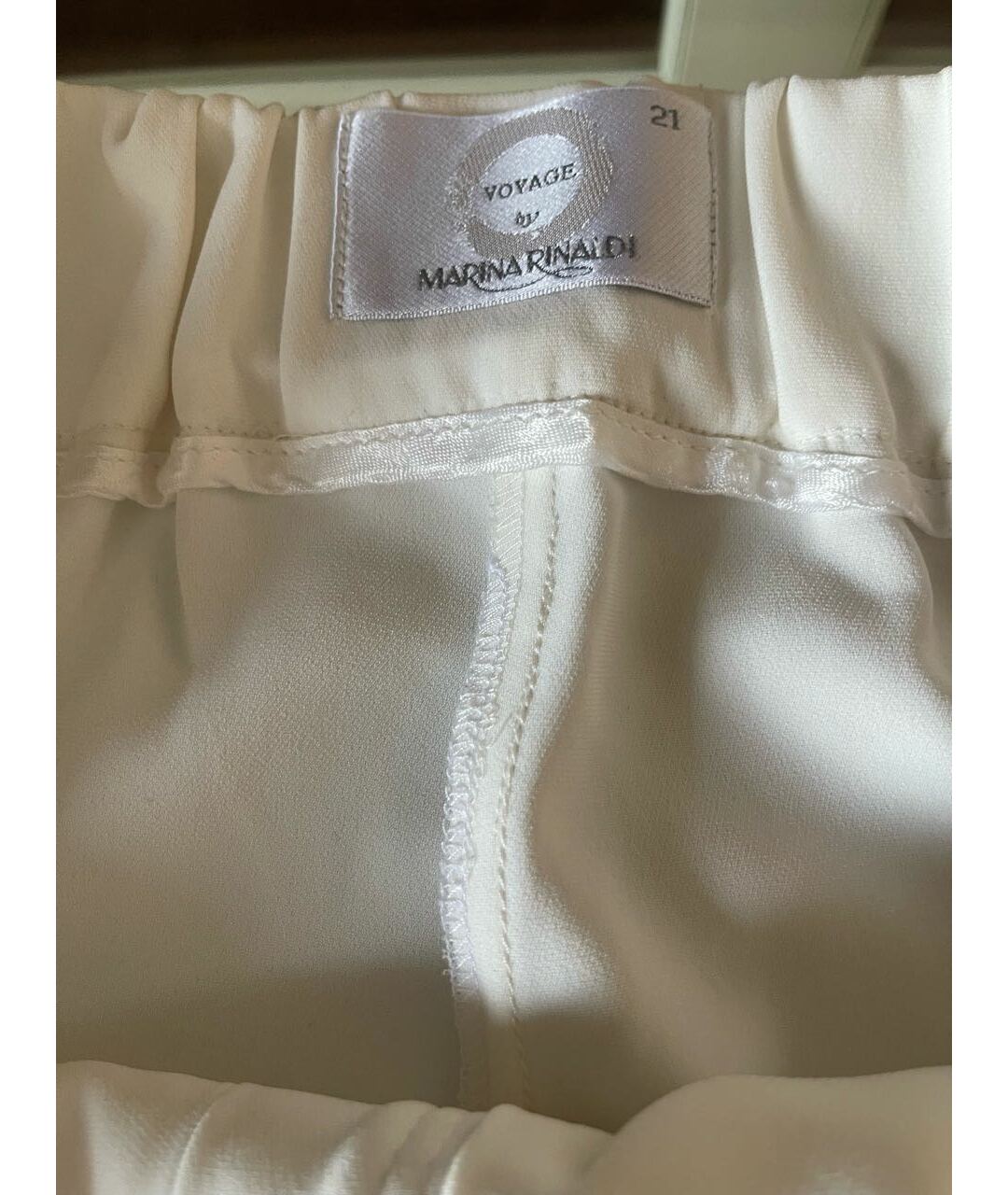 MARINA RINALDI Белые полиэстеровые прямые брюки, фото 3