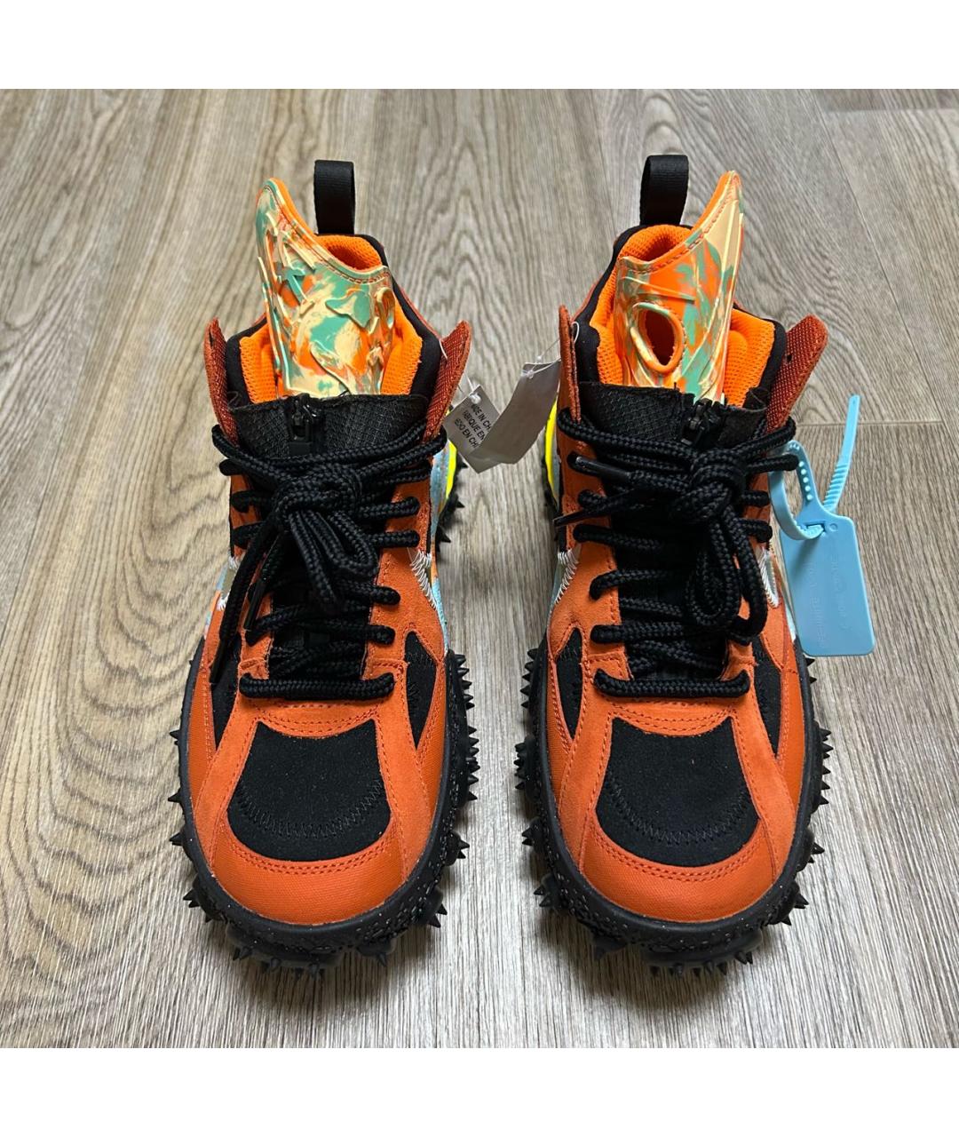 NIKE X OFF-WHITE Оранжевое замшевые высокие кроссовки / кеды, фото 2