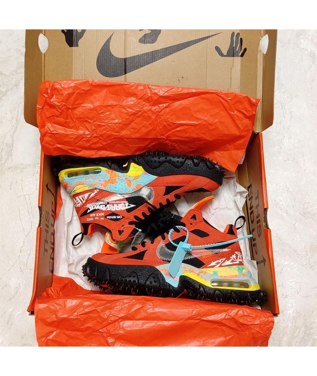 NIKE X OFF-WHITE Оранжевое замшевые высокие кроссовки / кеды, фото 5