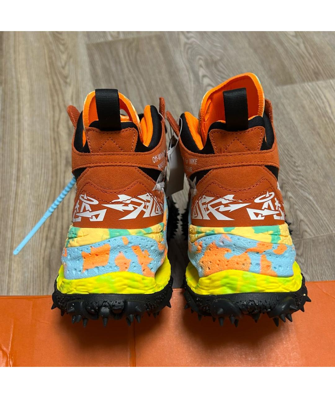 NIKE X OFF-WHITE Оранжевое замшевые высокие кроссовки / кеды, фото 4