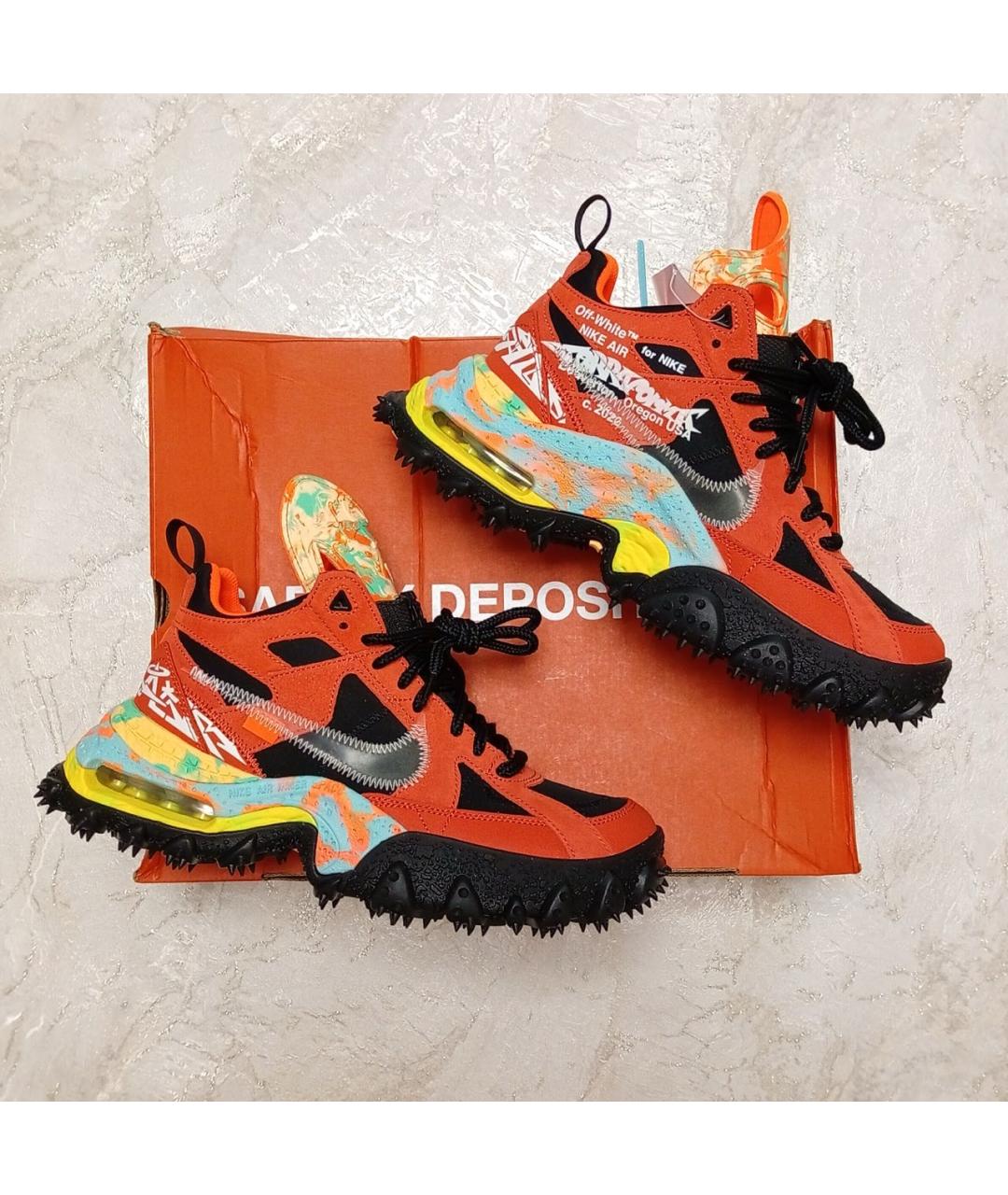 NIKE X OFF-WHITE Оранжевое замшевые высокие кроссовки / кеды, фото 8