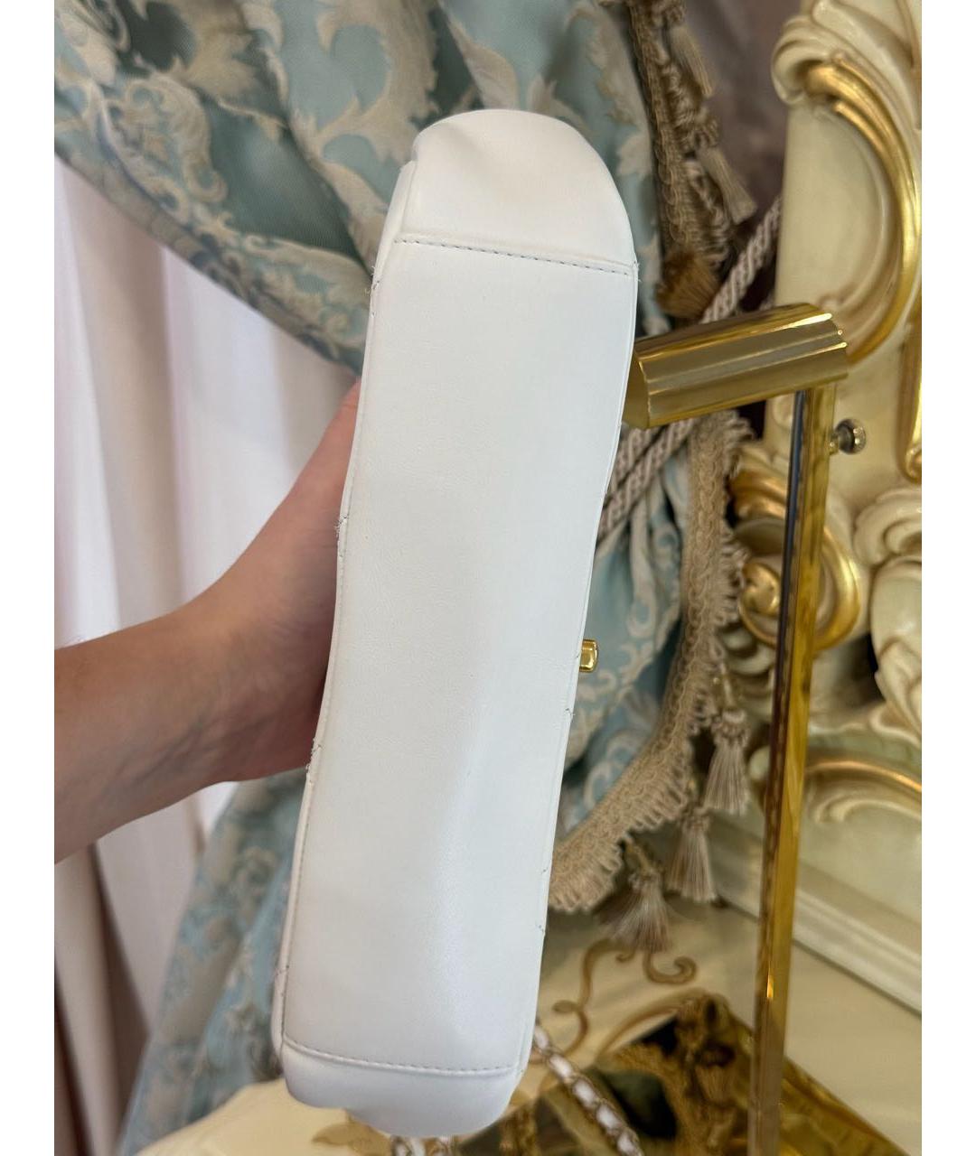 CHANEL Белая кожаная сумка с короткими ручками, фото 7