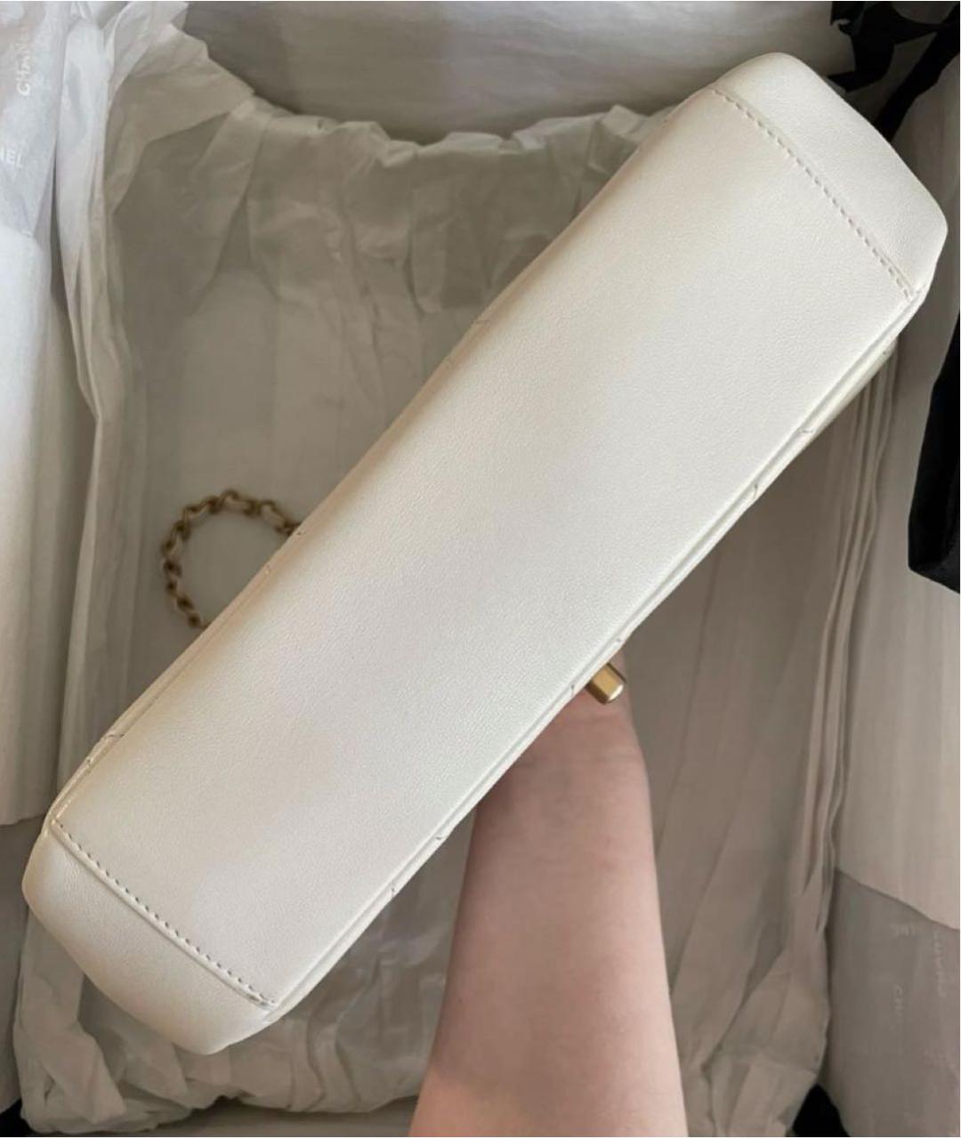CHANEL Белая кожаная сумка с короткими ручками, фото 8