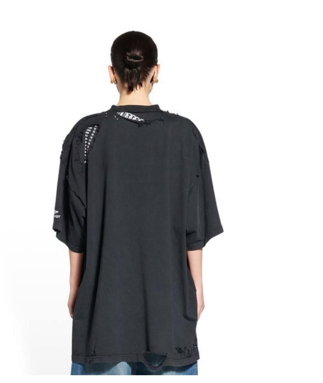 BALENCIAGA Черная хлопковая футболка, фото 7