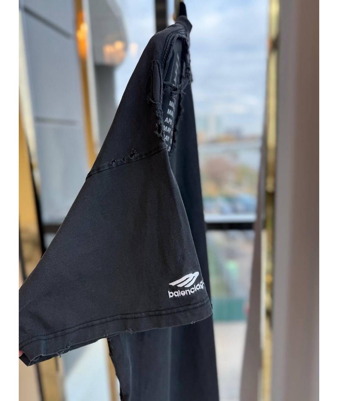 BALENCIAGA Черная хлопковая футболка, фото 6
