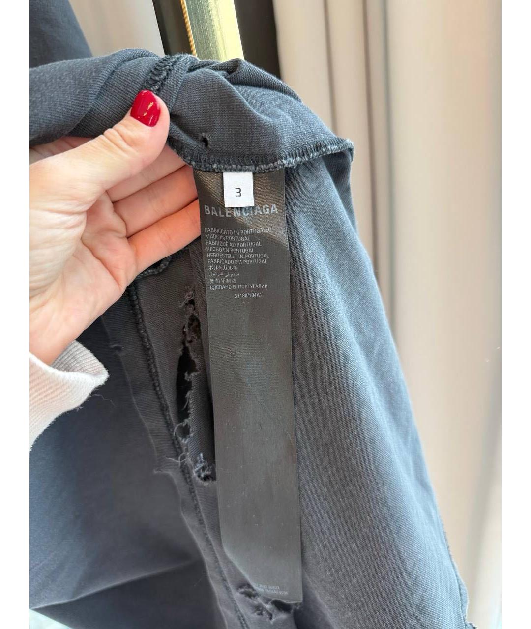 BALENCIAGA Черная хлопковая футболка, фото 3