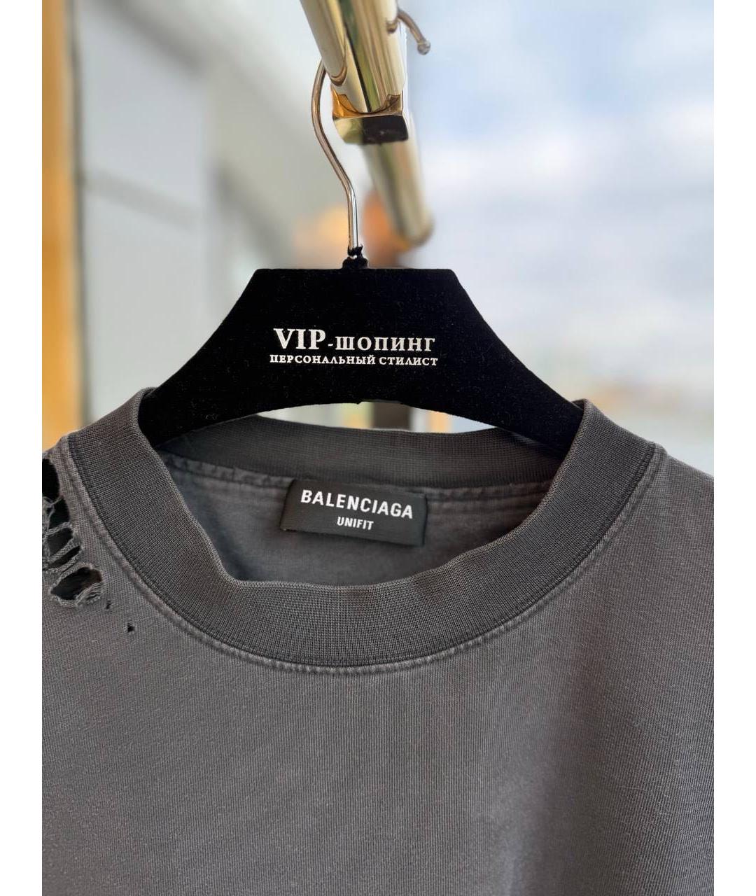 BALENCIAGA Черная хлопковая футболка, фото 5