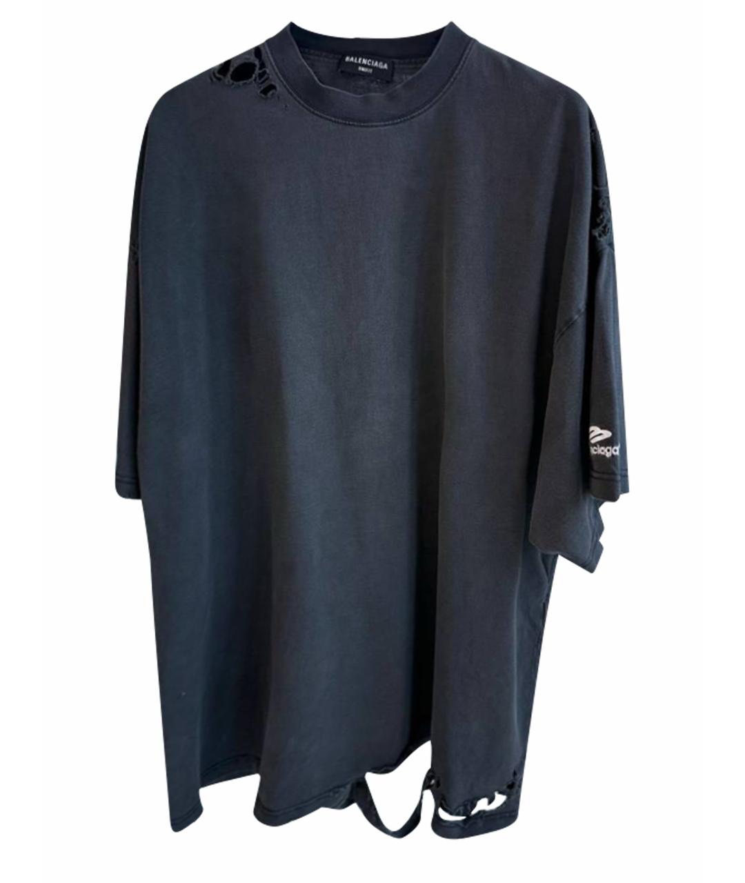 BALENCIAGA Черная хлопковая футболка, фото 1