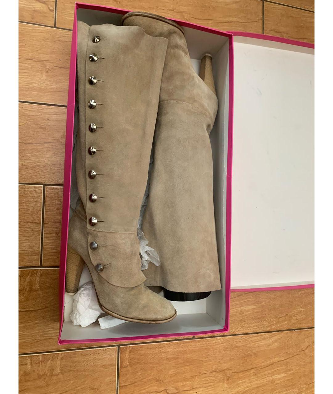 UNGARO Бежевые замшевые сапоги, фото 5