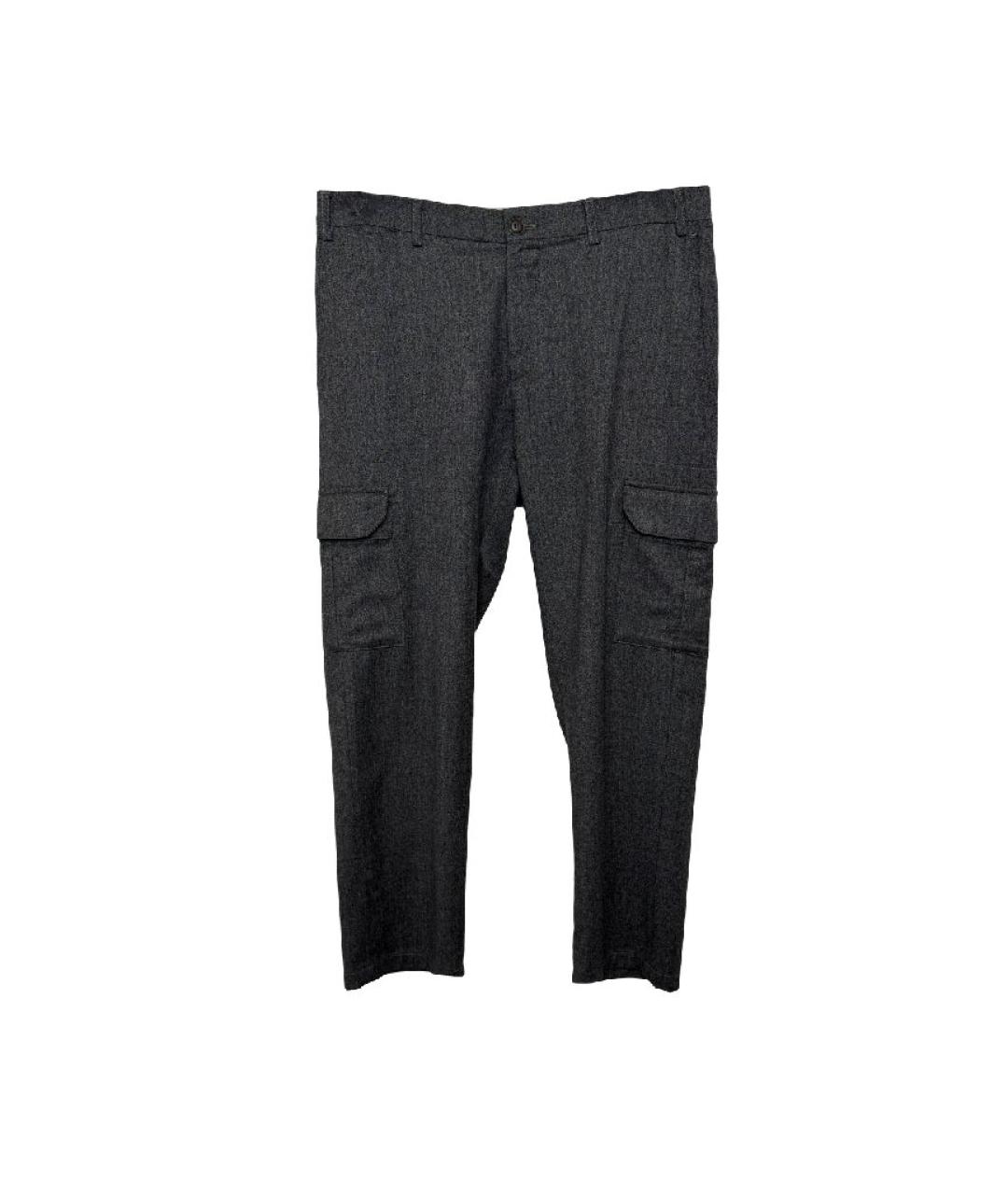 CANALI Серые шерстяные повседневные брюки, фото 4