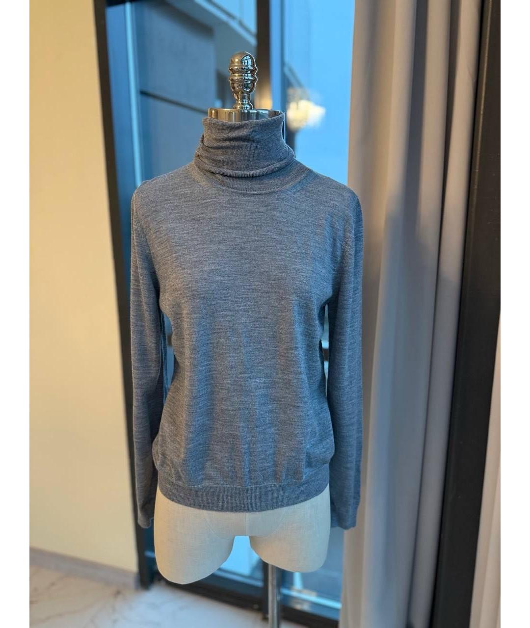 MAX MARA Серая хлопковая водолазка, фото 7