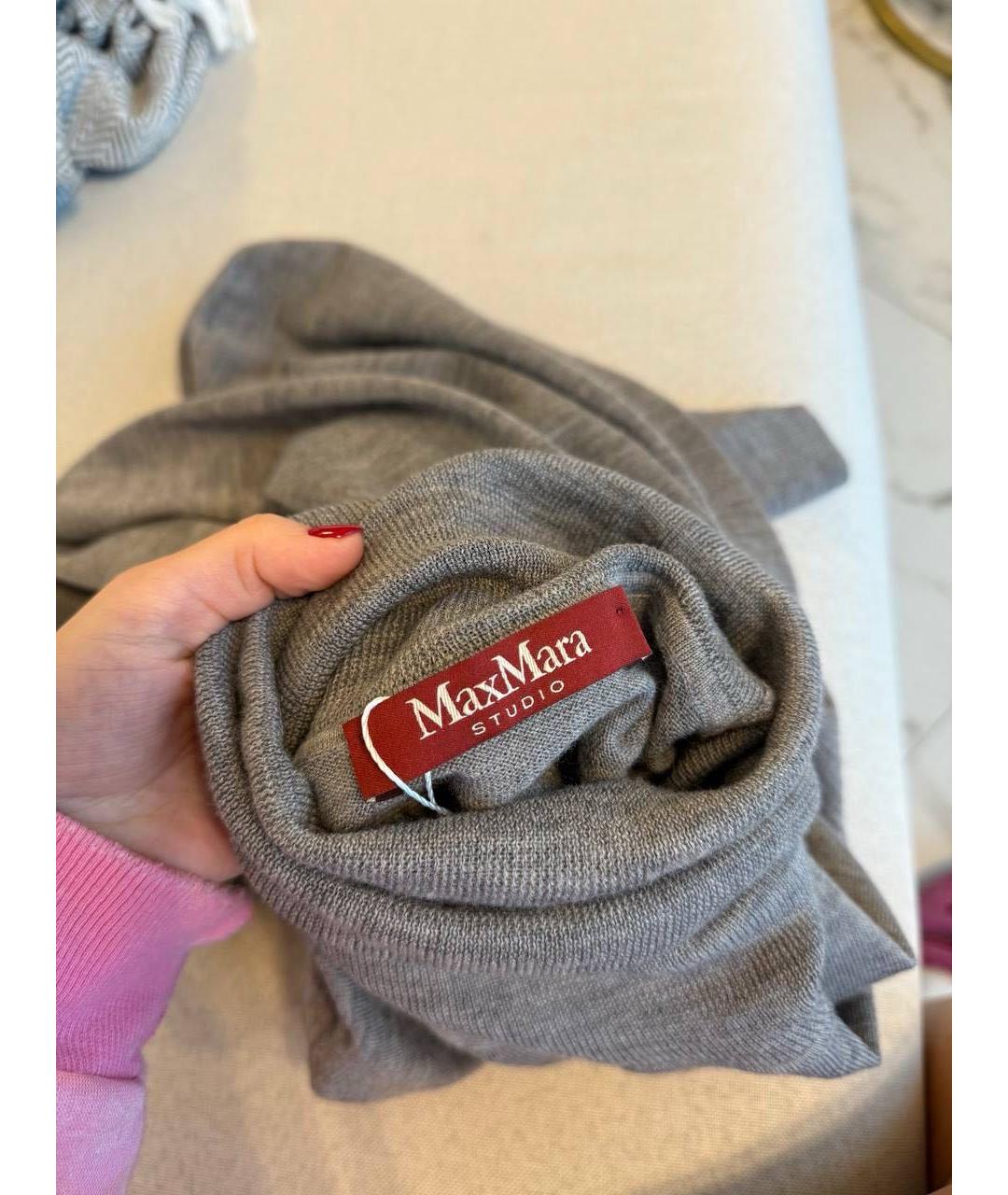 MAX MARA Серая хлопковая водолазка, фото 4