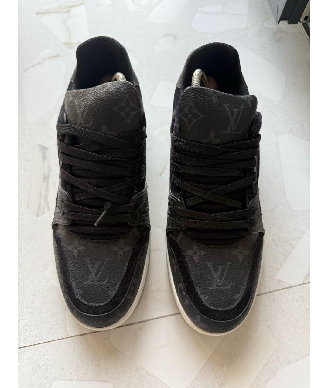 LOUIS VUITTON Черные кожаные низкие кроссовки / кеды, фото 2