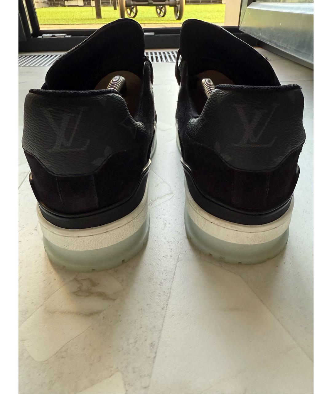 LOUIS VUITTON Черные кожаные низкие кроссовки / кеды, фото 4