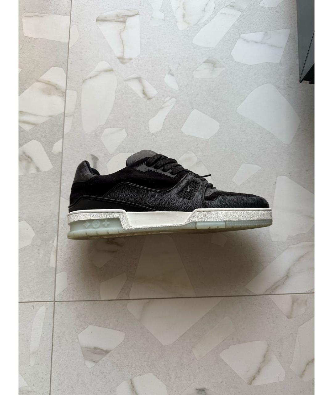 LOUIS VUITTON Черные кожаные низкие кроссовки / кеды, фото 7